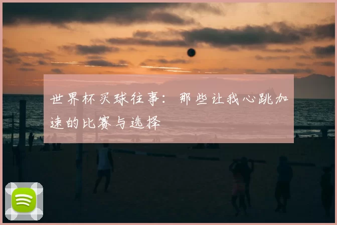 世界杯买球往事：那些让我心跳加速的比赛与选择
